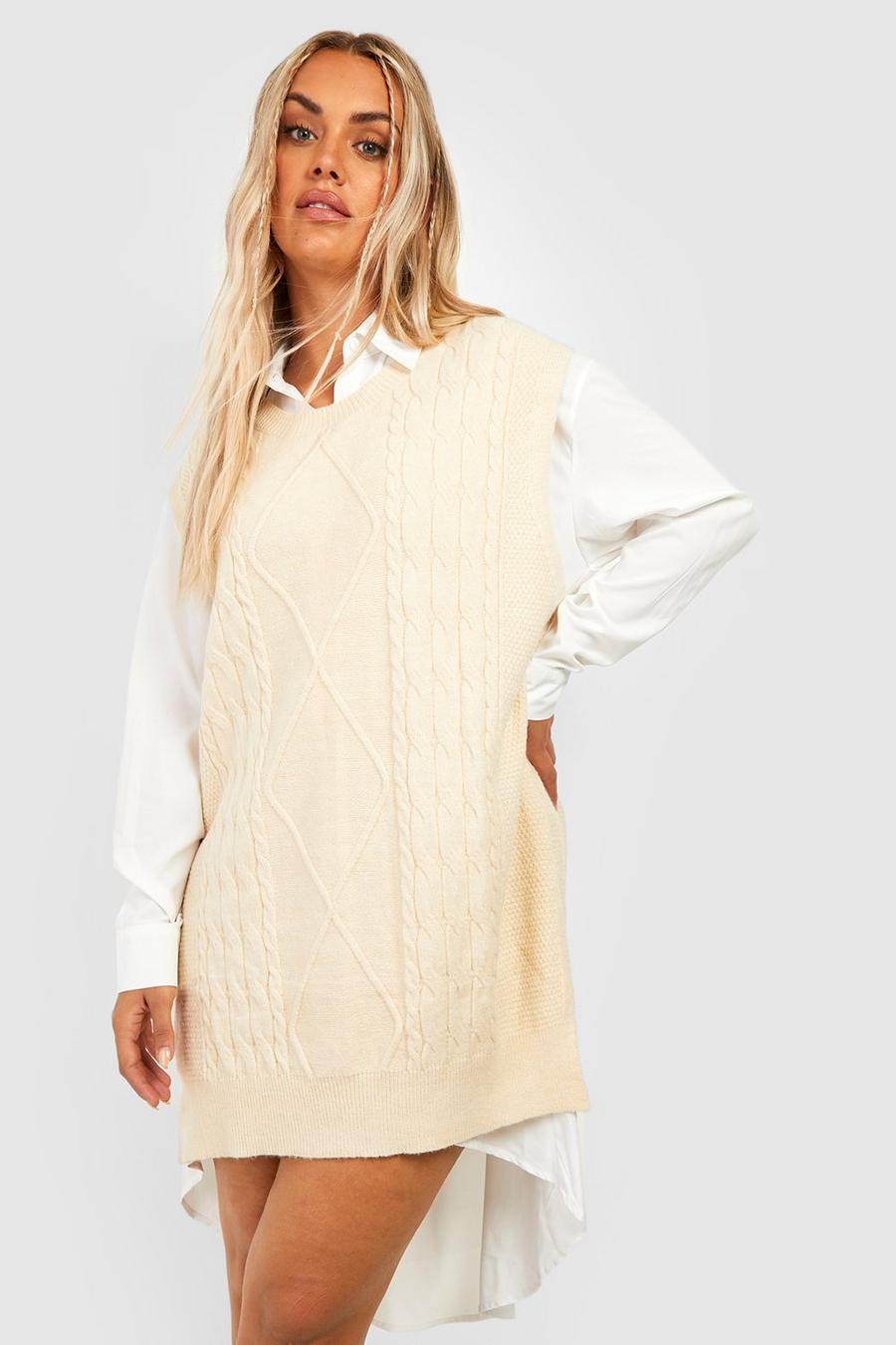 Stone Plus Knitted Vest 2 In 1 Shirt Dress image number 1