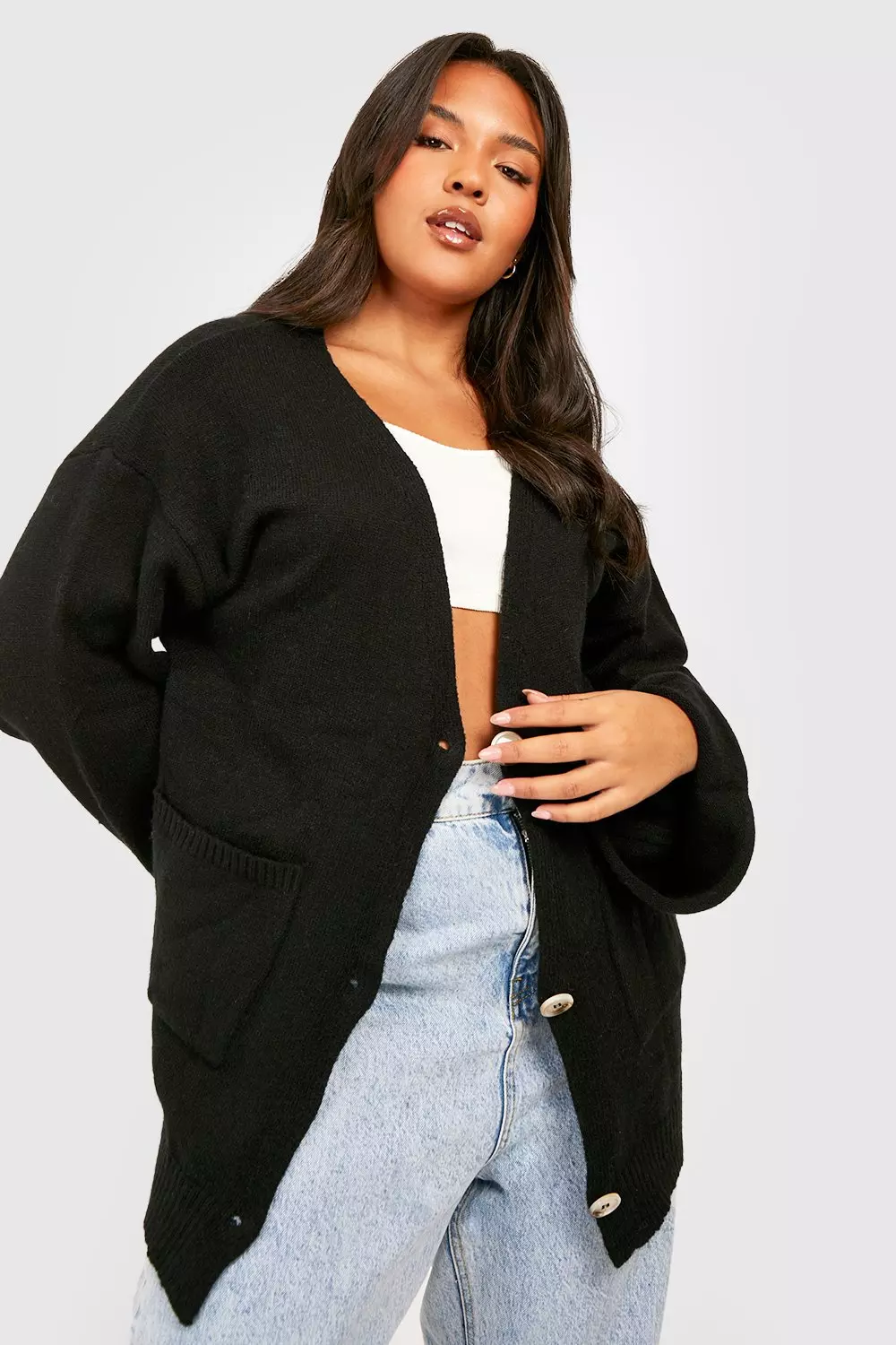 Plus Oversized Wide Sleeve Cardigan