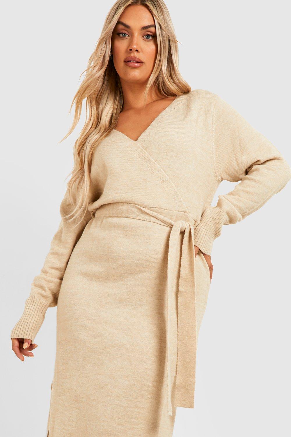 Long sleeve 2025 knit wrap dress