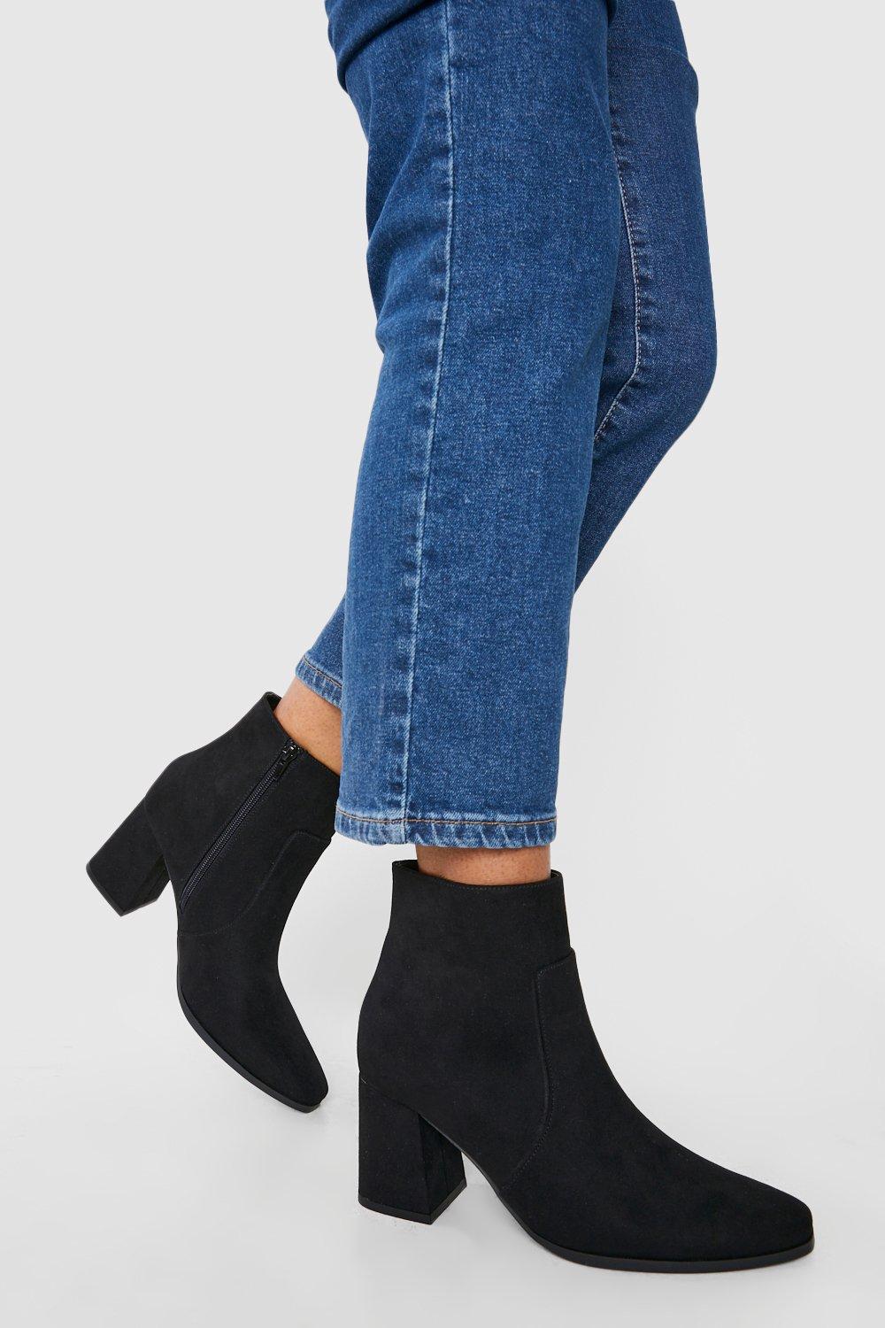 Wide width best sale chunky heel booties