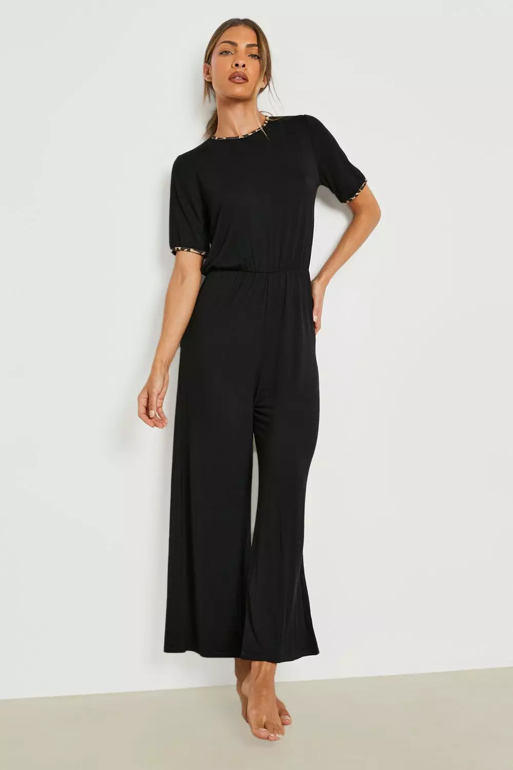 Black jersey store culotte jumpsuit