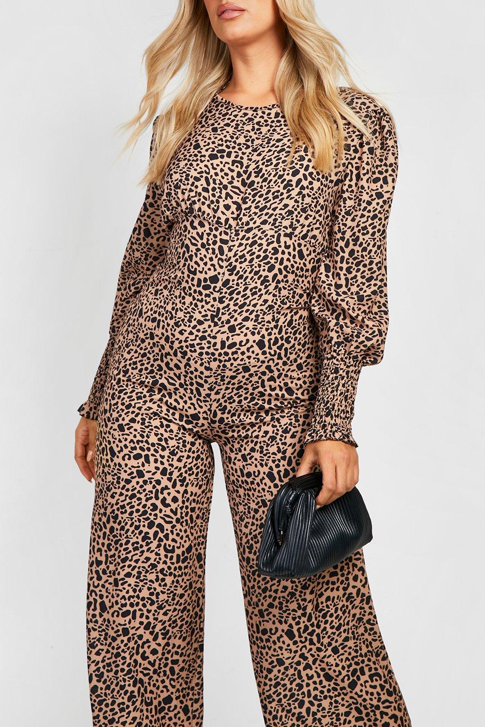 Leopard long store sleeve jumpsuit