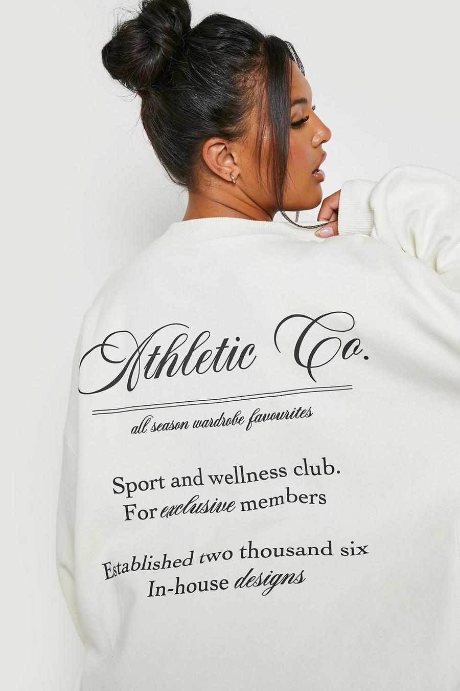 Plus Oversize Sweatshirt mit Athletic Print, Ecru image number 1
