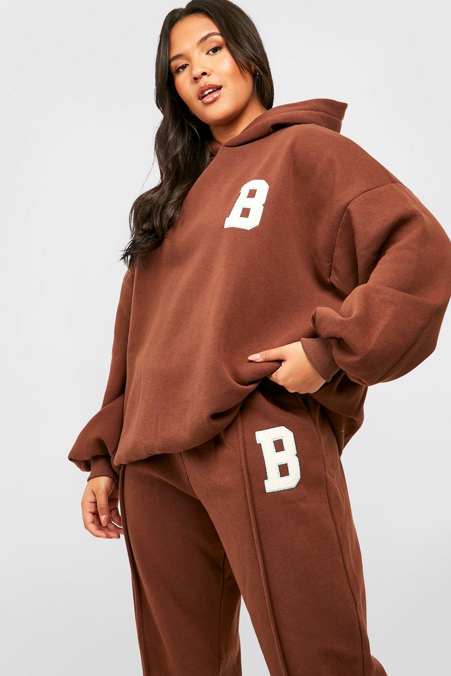 Chocolate Plus Applique Straight Leg Hooded Tracksuit image number 1