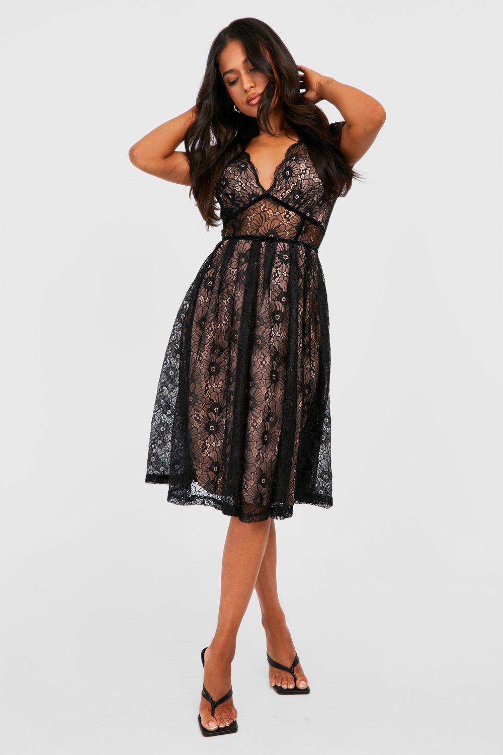 Petite lace cheap midi dress