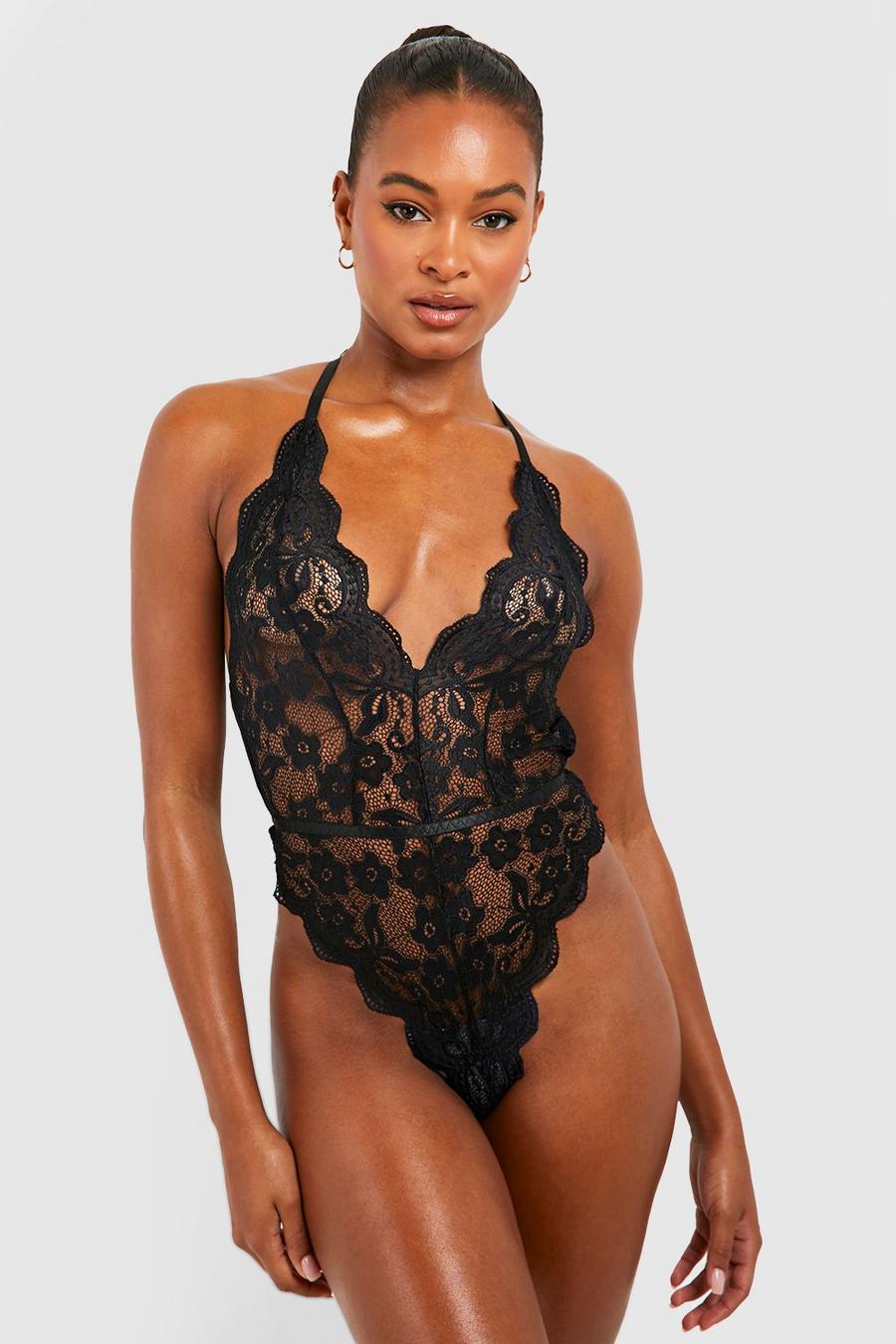 Black Tall Lace Bodysuit image number 1