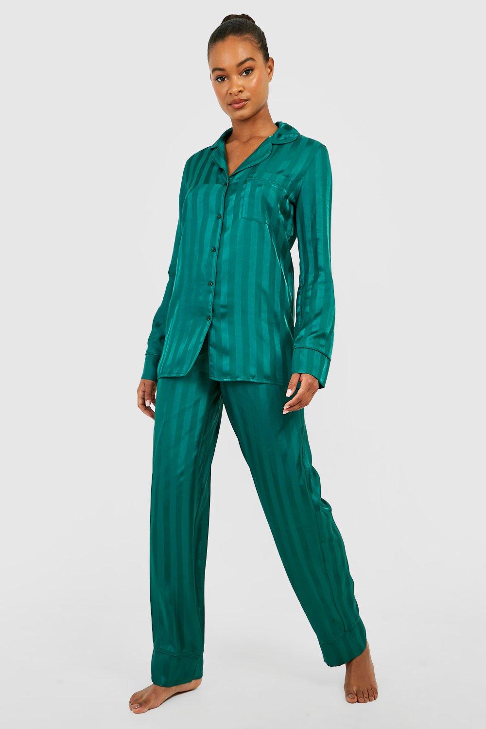 Tall Oversized Satin Shirt And Pants Pj Set