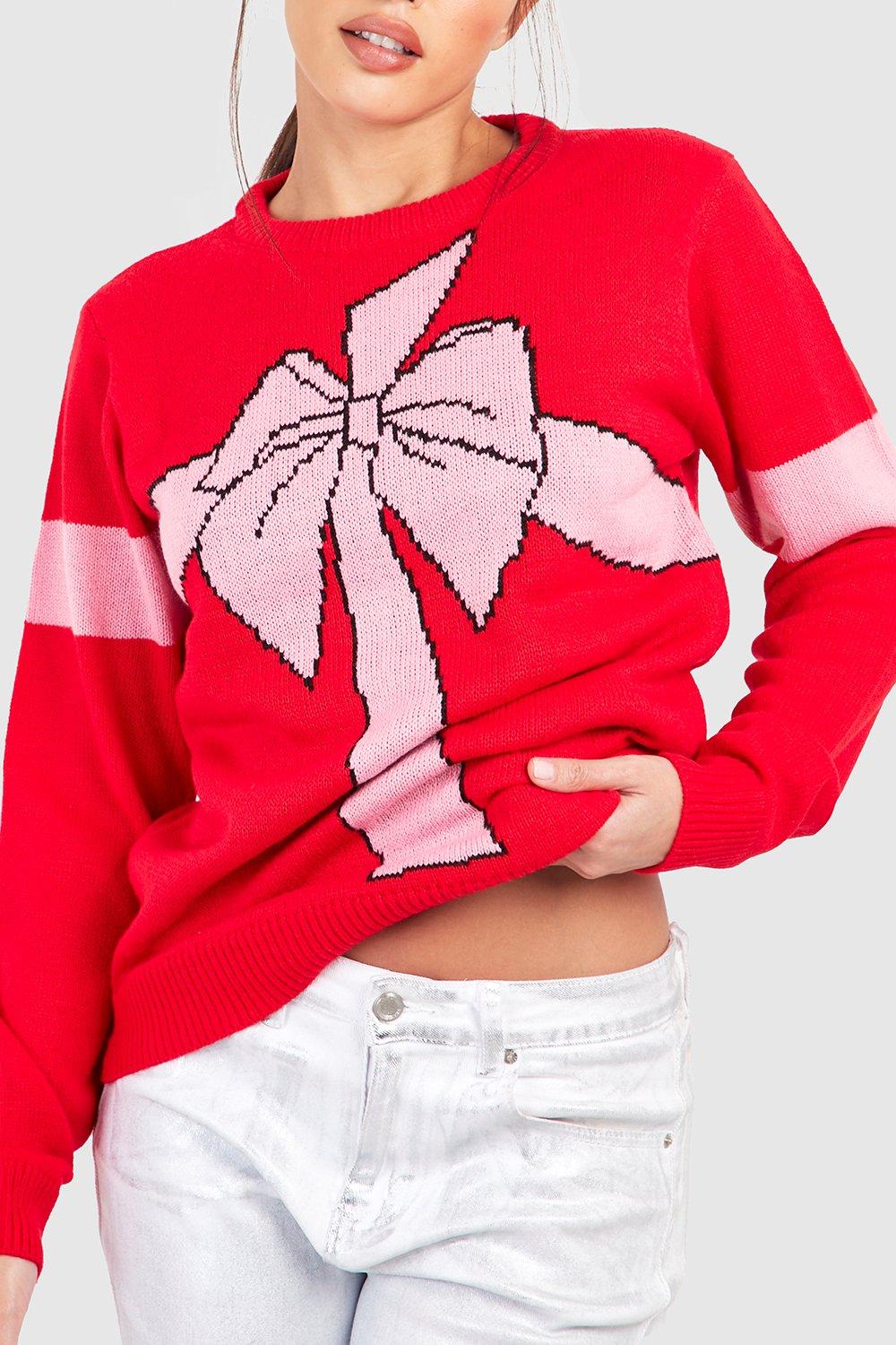 Tall Ribbon Christmas Sweater boohoo