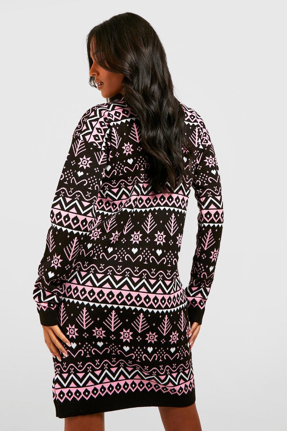 Tall Fairisle Christmas Jumper Dress boohoo IE