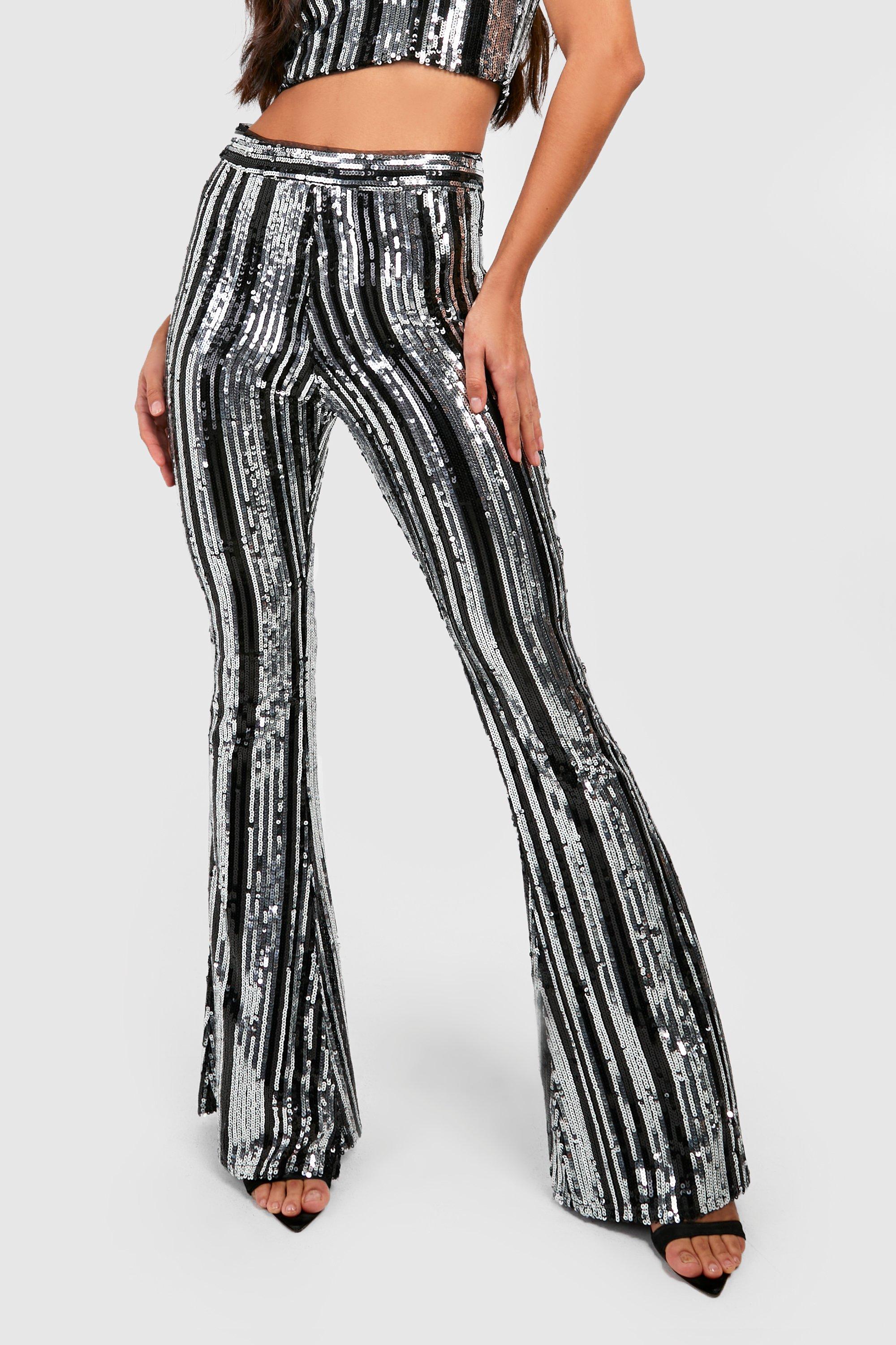 Women's Tall Stripe Sequin Flare Trousers