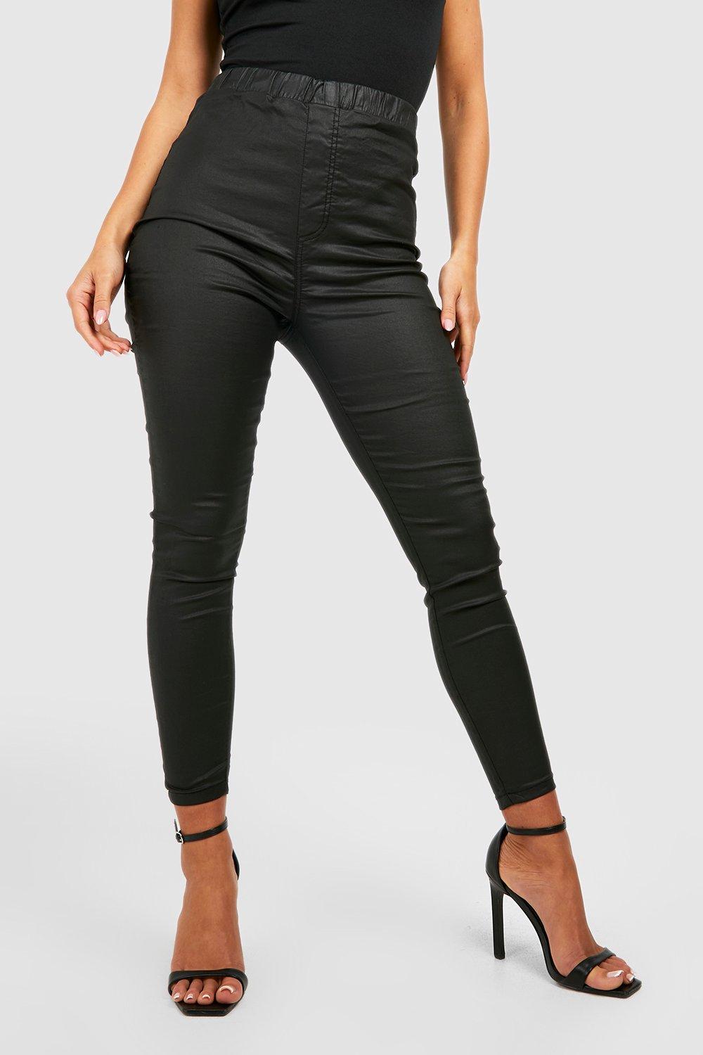 Coated High Waisted Denim Jeggings