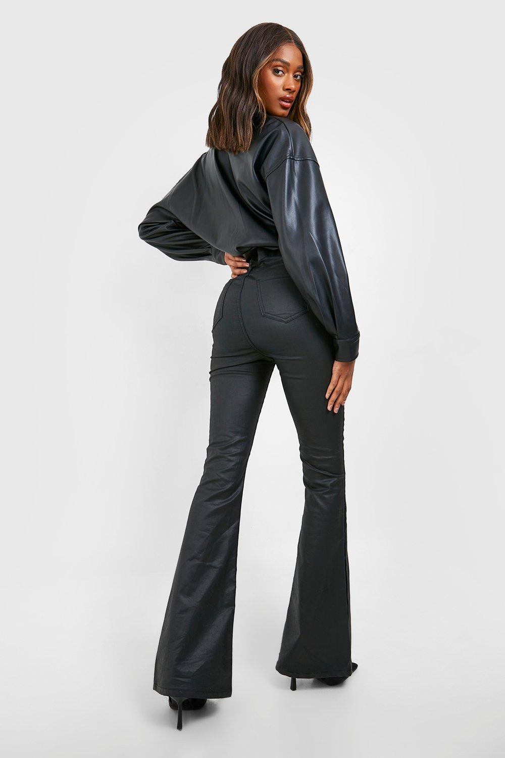 Free People Penny Pull On Flared Faux Leather Pants Black