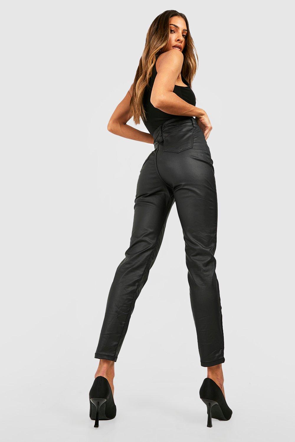 Black coated high store waisted skinny jeans