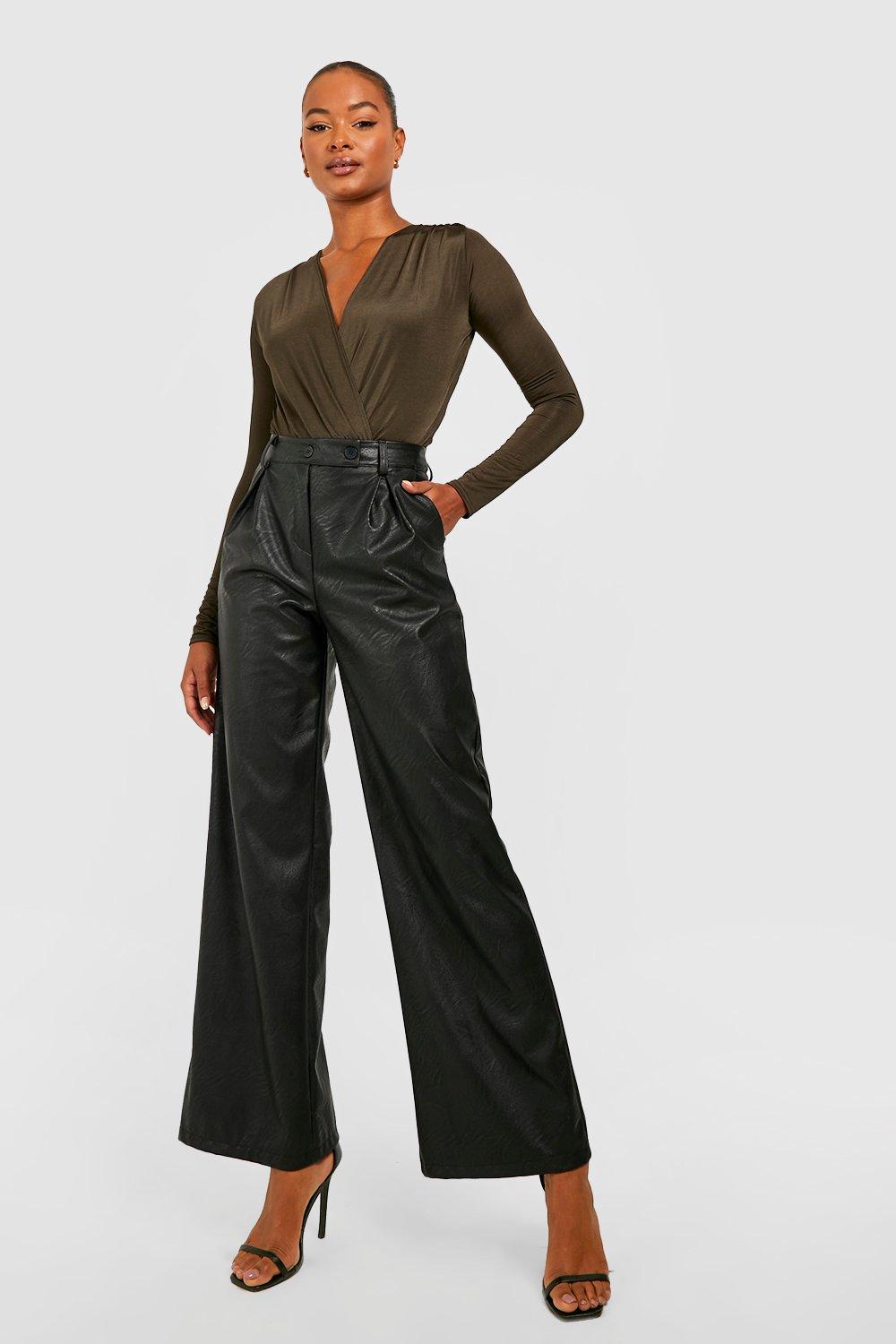 Plunge Bodysuit + Wide-Leg Trousers