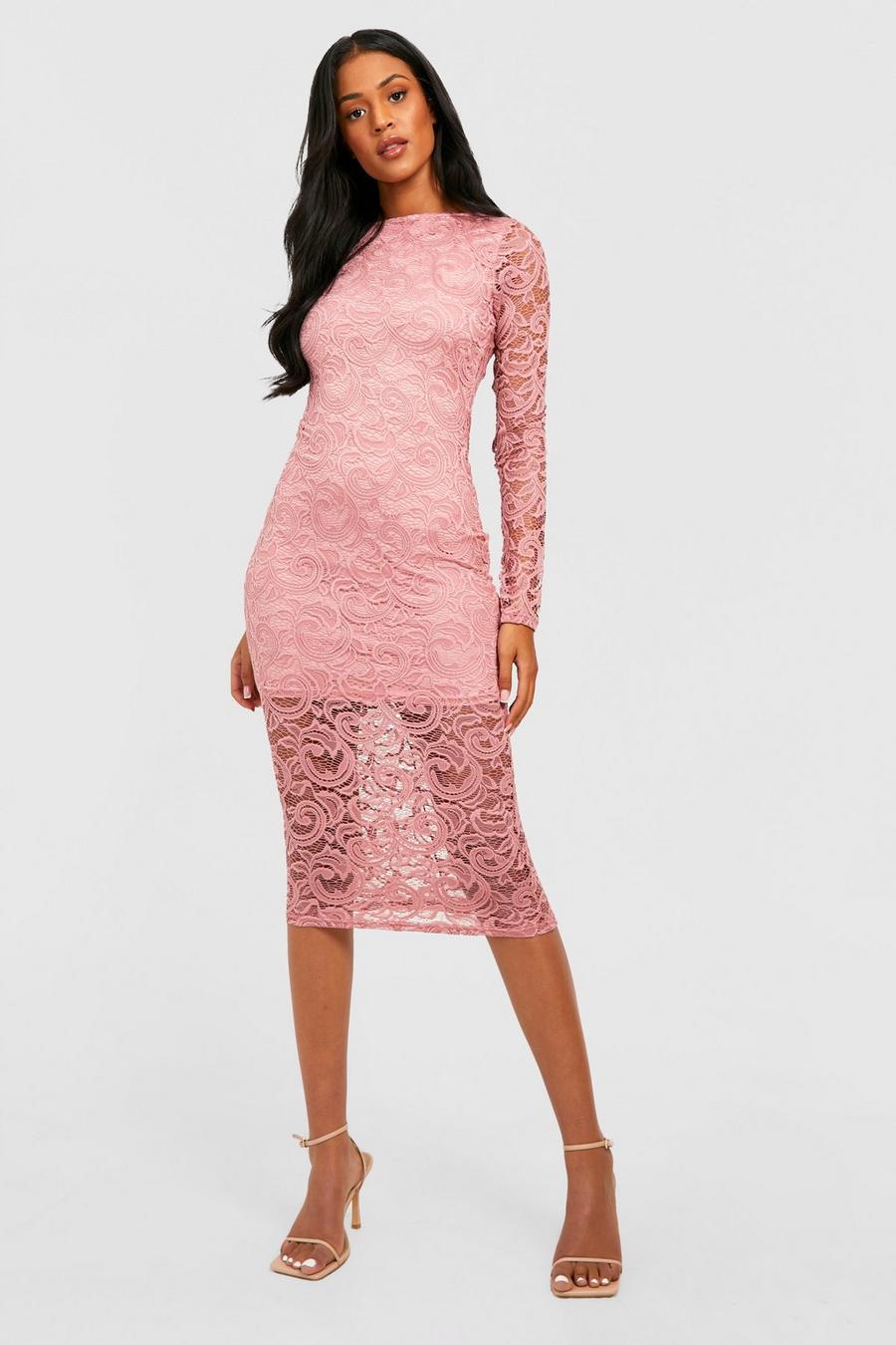 Blush Tall Lace Midi Dress image number 1
