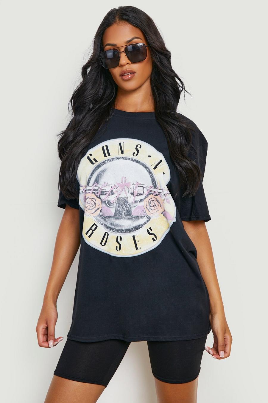 Black Tall Guns N Roses Printed Oversized T-shirt image number 1