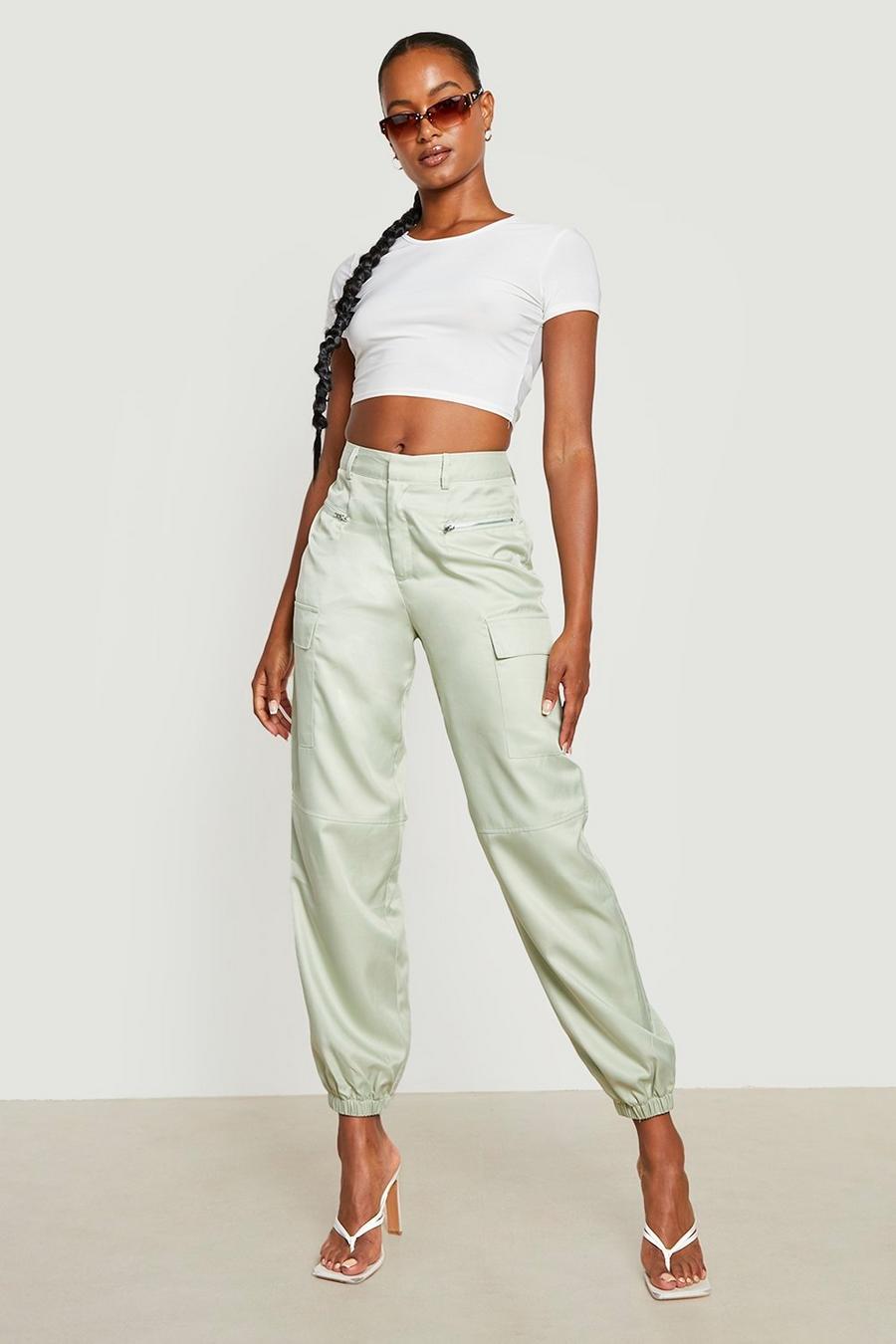 Sage Tall Cuffed Hem Low Rise Cargo Pants image number 1