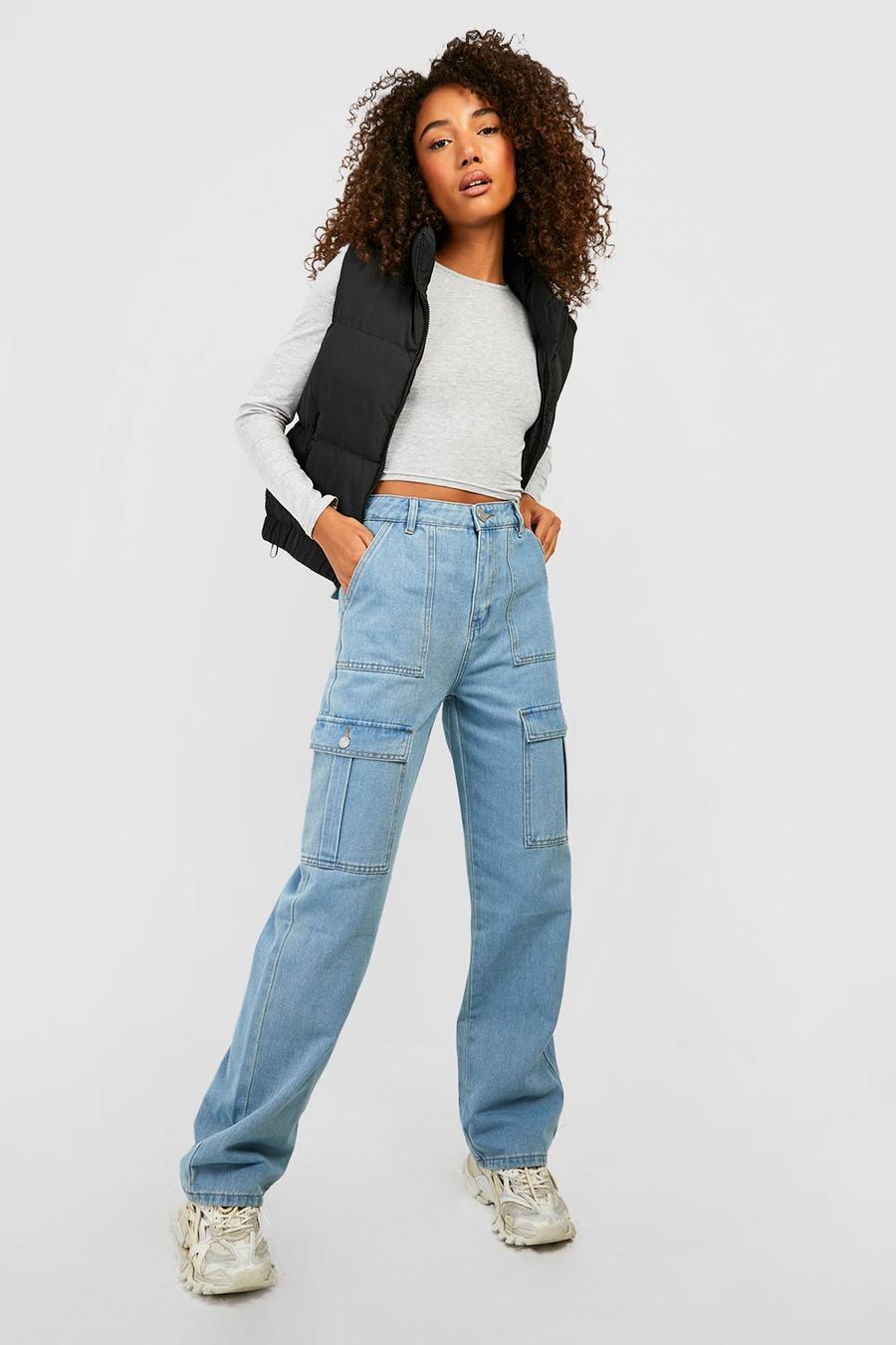 Mid blue Tall Mid Rise Cargo Boyfriend Fit Jean image number 1
