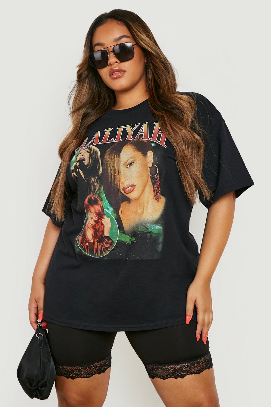 Grande taille - T-shirt à imprimé Aaliyah, Black image number 1
