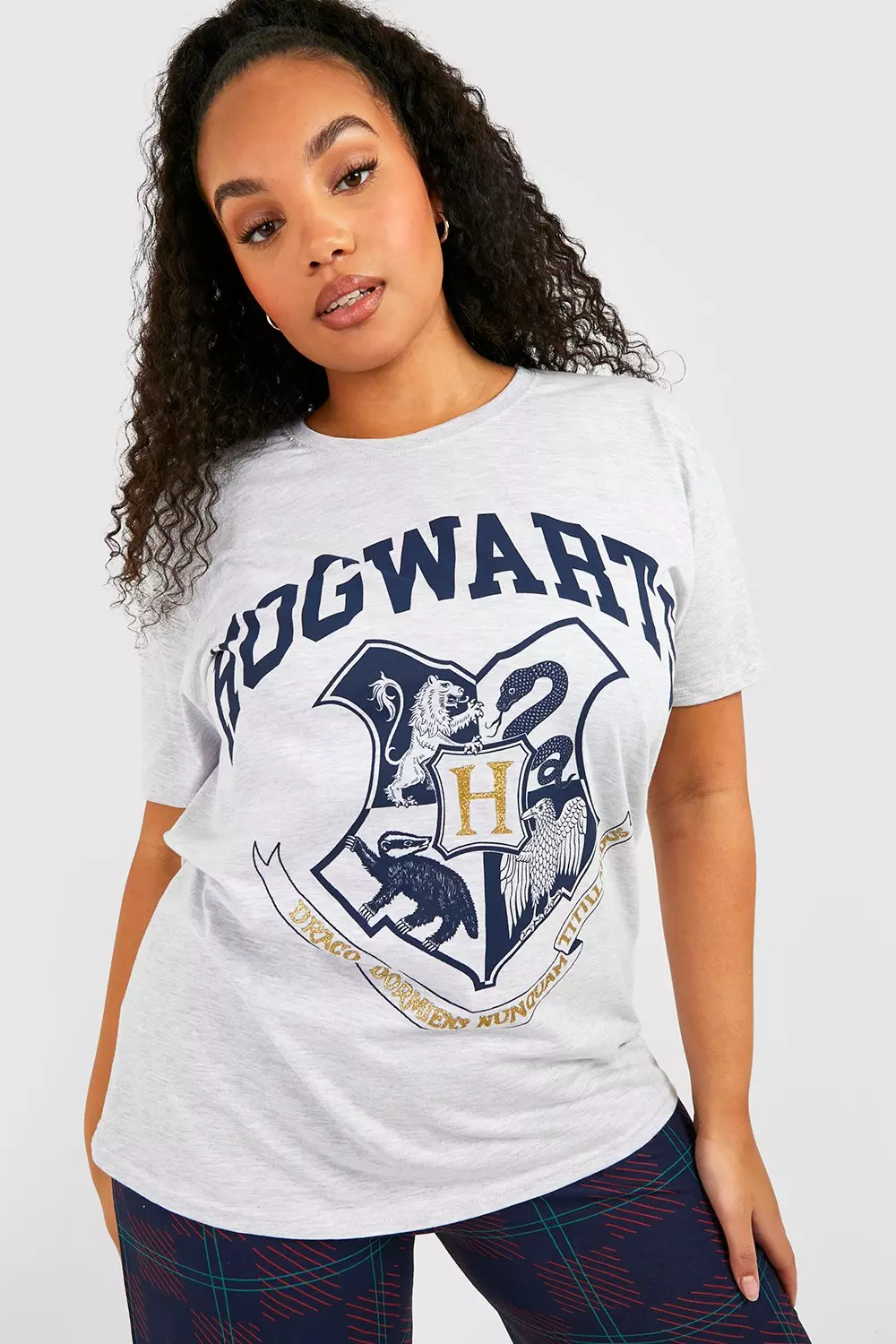 Grey marl Plus Harry Potter 'Hogwarts' T-Shirt & Trousers Pyjama Set alternative image