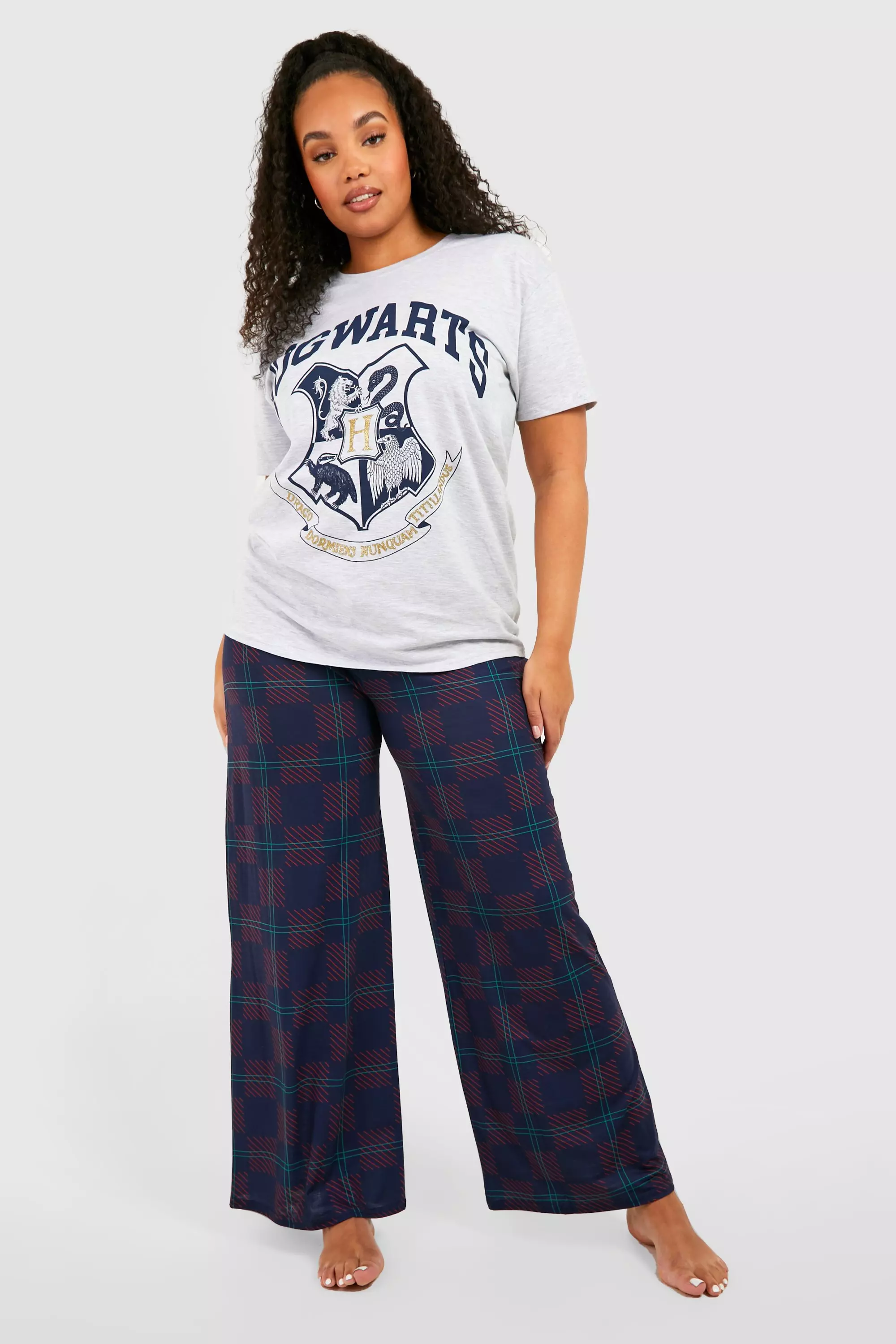 Grey marl Plus Harry Potter 'Hogwarts' T-Shirt & Trousers Pyjama Set alternative image