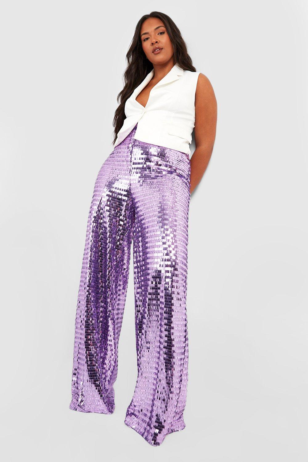 Plus Sequin Wide Leg Floor Sweeping Pants boohoo AU