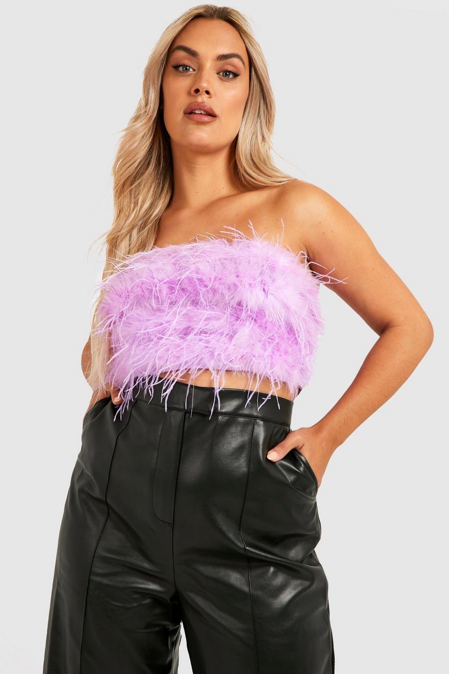 Lilac Plus Feather Bandeau Crop Top image number 1