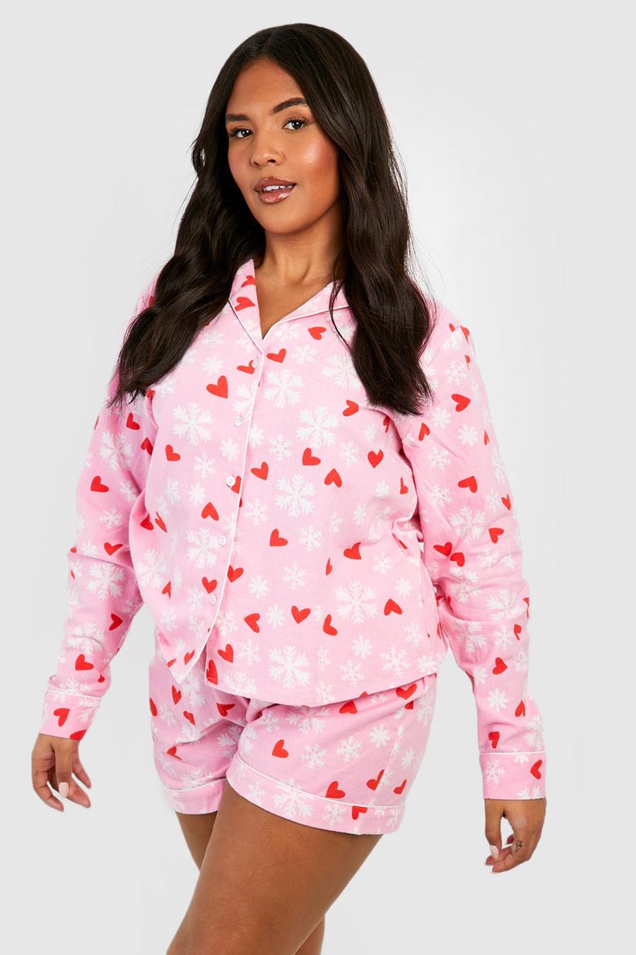 Red Plus Snowflake and Heart Pj Short Set 