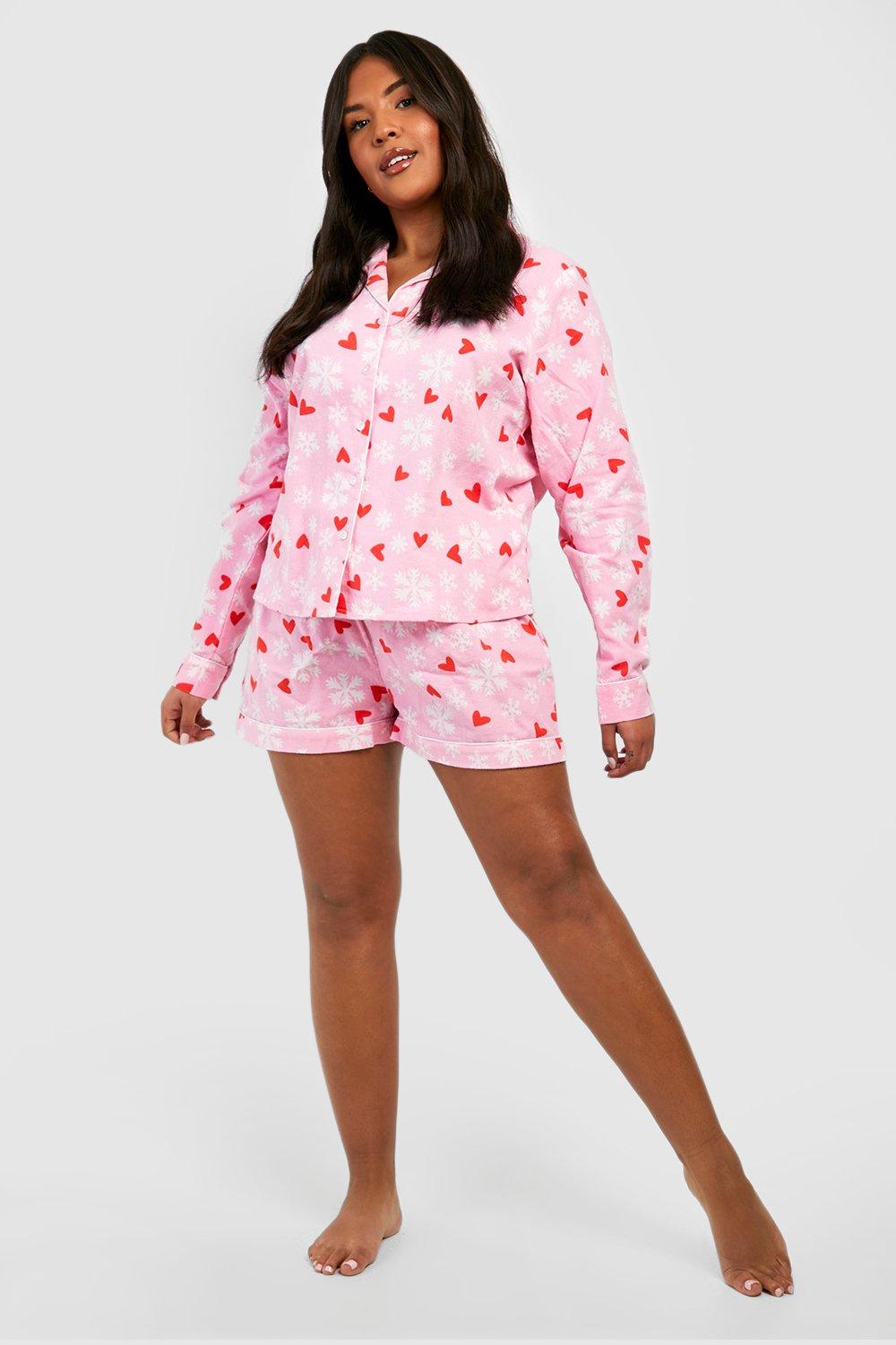 Brushed Flannel Long Sleeve Pj Shorts Set