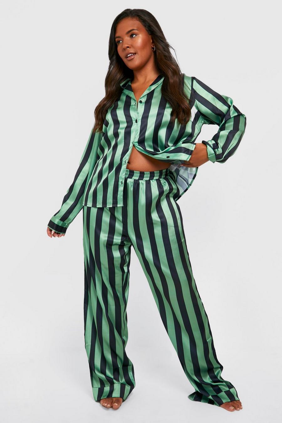 Green Plus Stripe Pj Trouser Set image number 1
