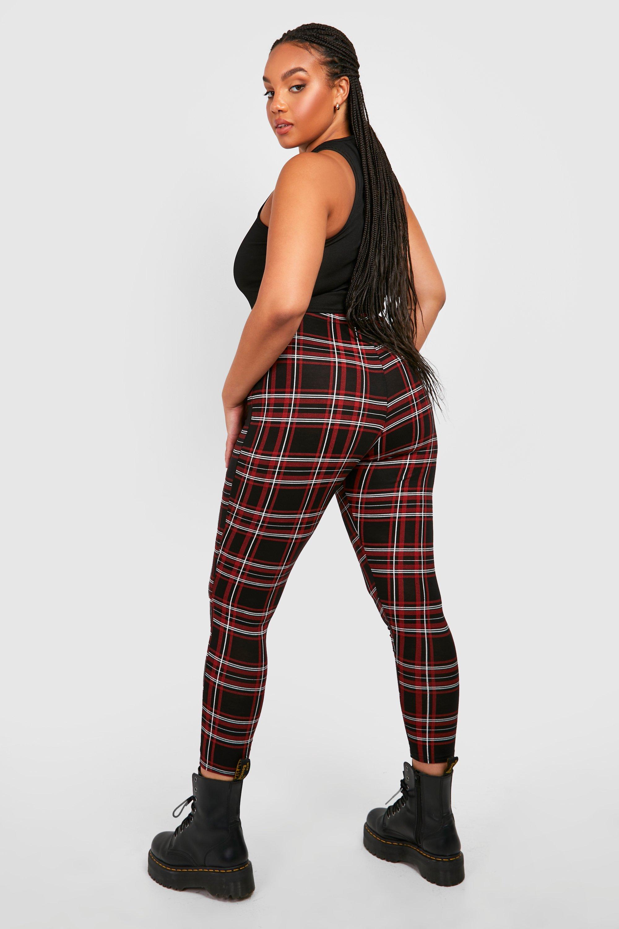 Plus Check Leggings boohoo UK