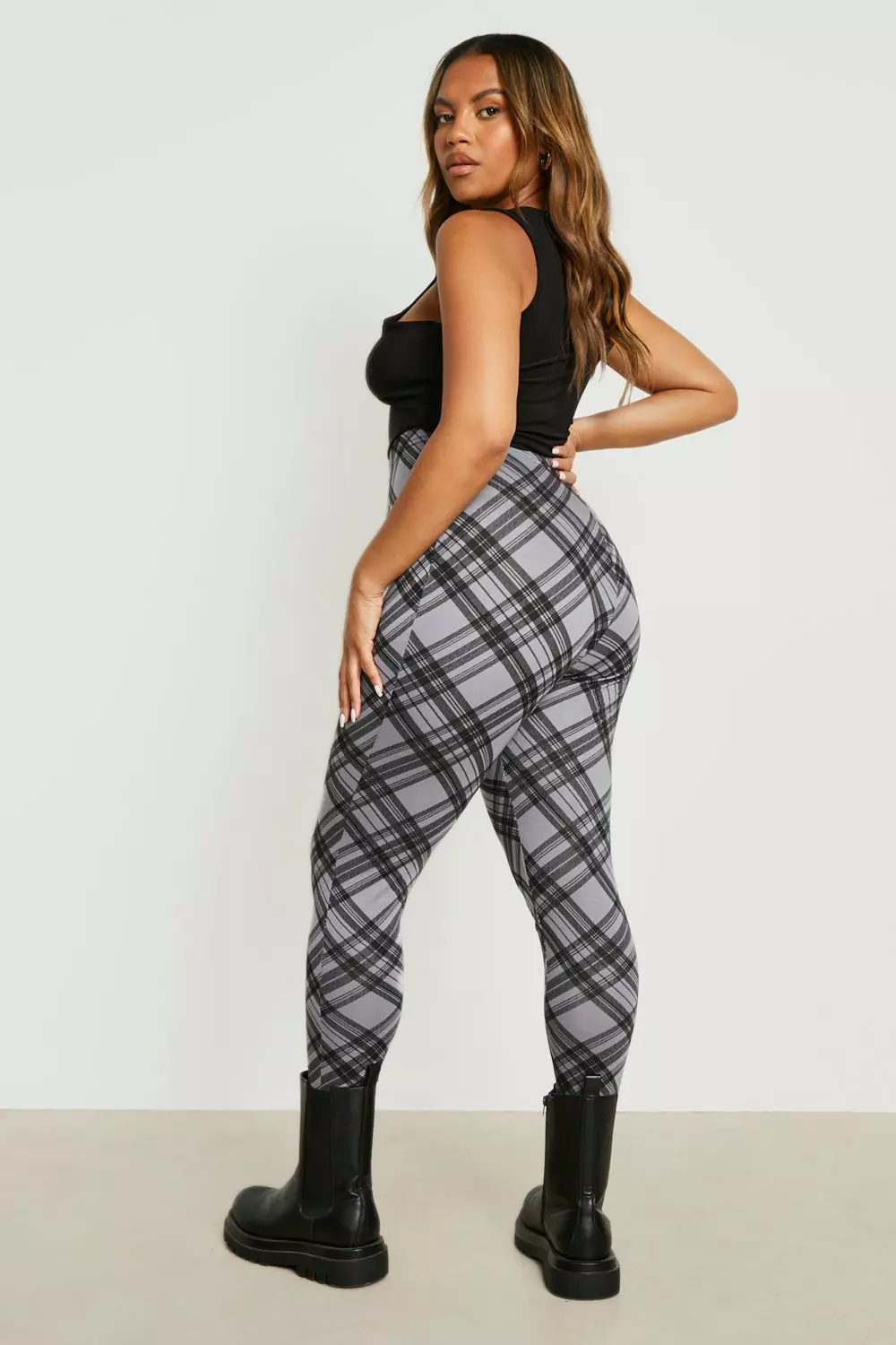 Boohoo tartan outlet leggings