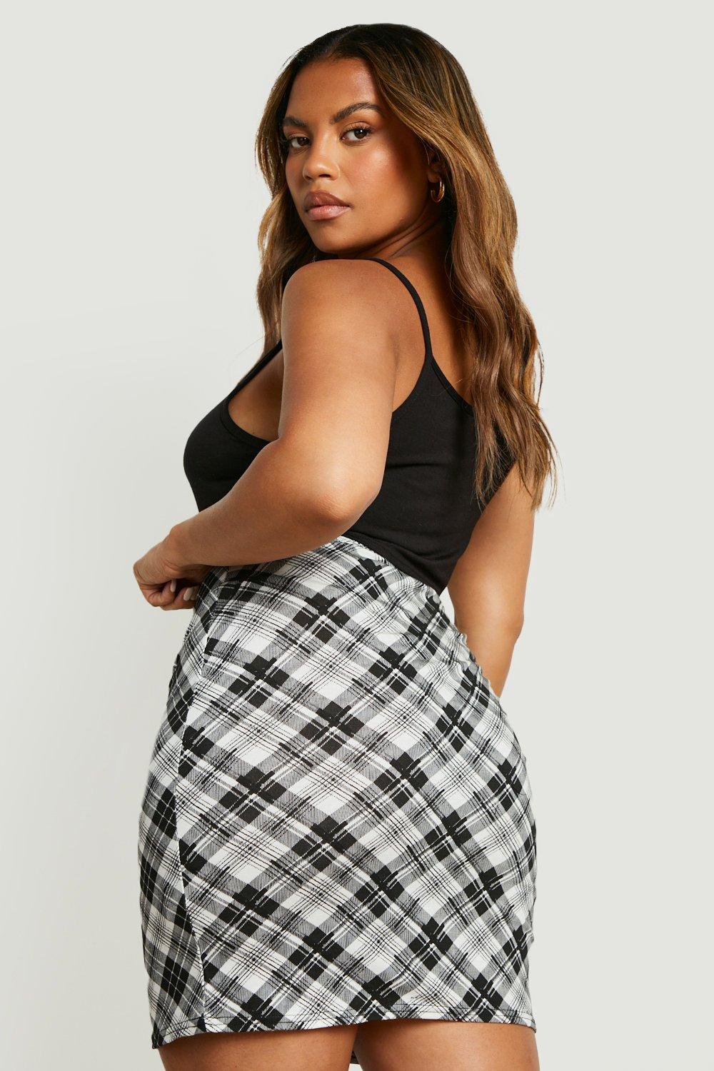 Women check deals skirt