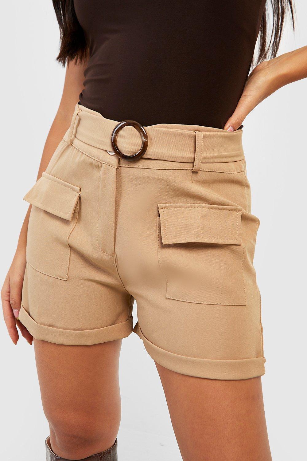 Belted cargo shorts womens sale