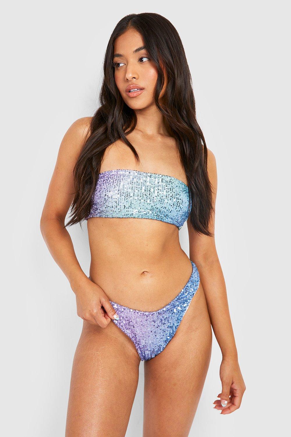 Eyeshadow Sequin Bandeau Top - Women's Bandeaus/Bralettes in Blue