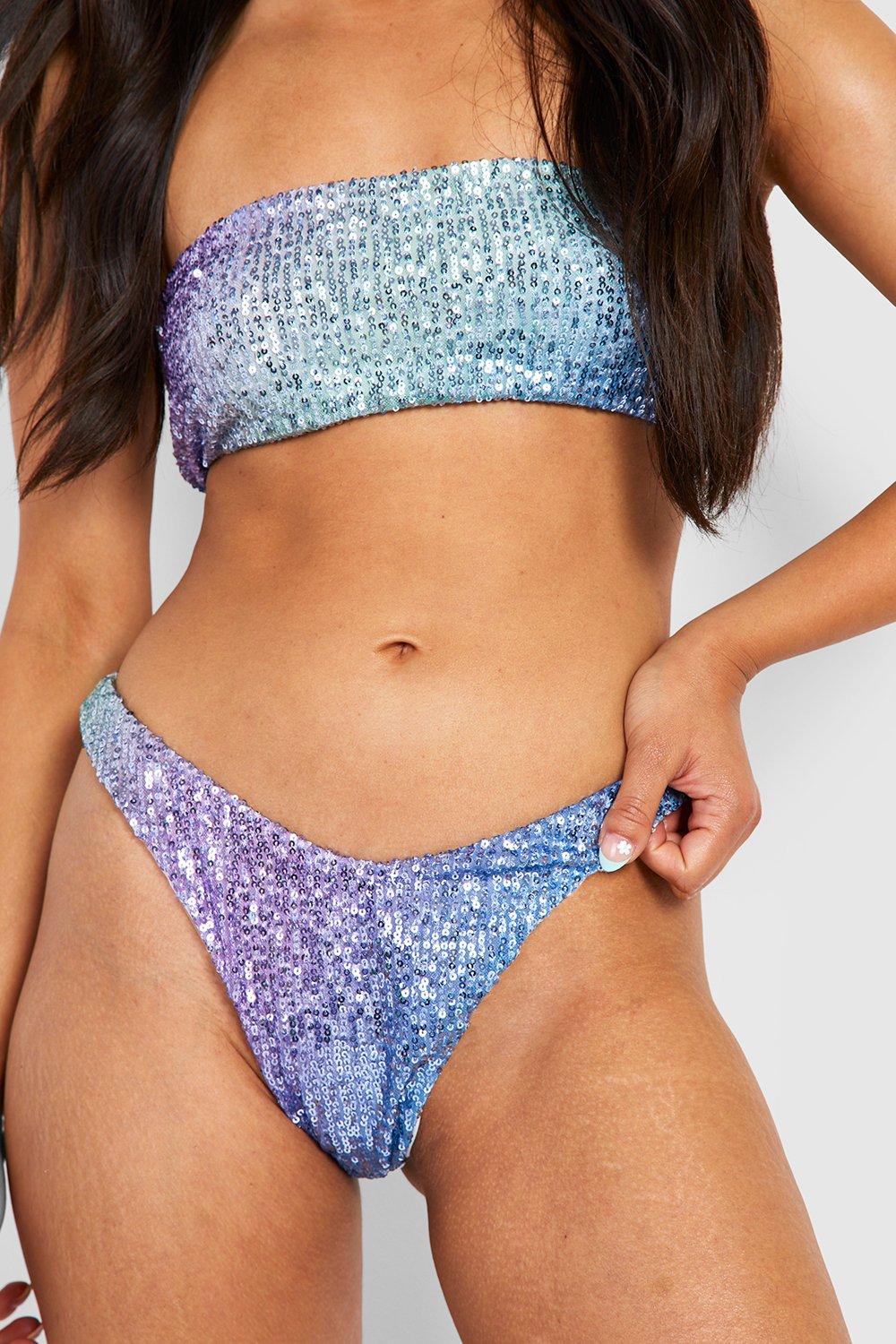 Blue Abstract Scoop Bikini Set