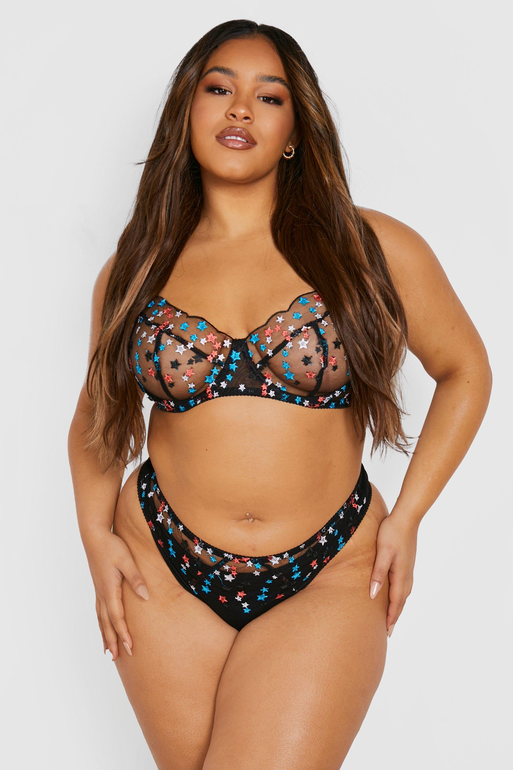 Plus Star Embroidered Lingerie Set boohoo picture
