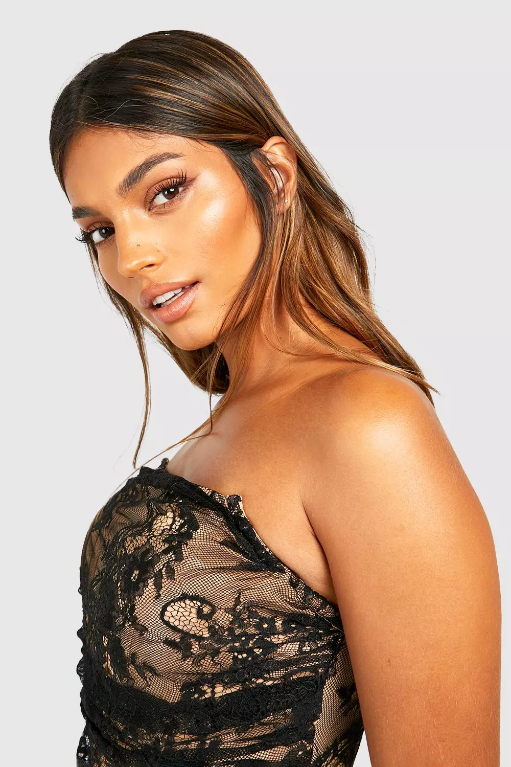 Structured Lace Bandeau Corset Top