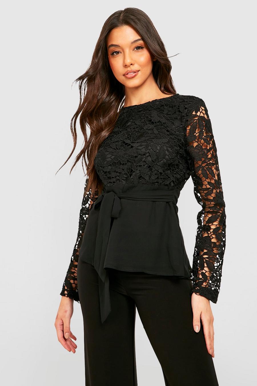Black Lace Detail Occasion Top image number 1