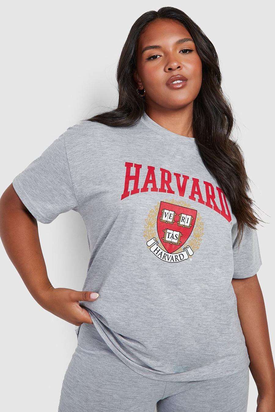 Camiseta Plus con estampado de Harvard, Grey grigio