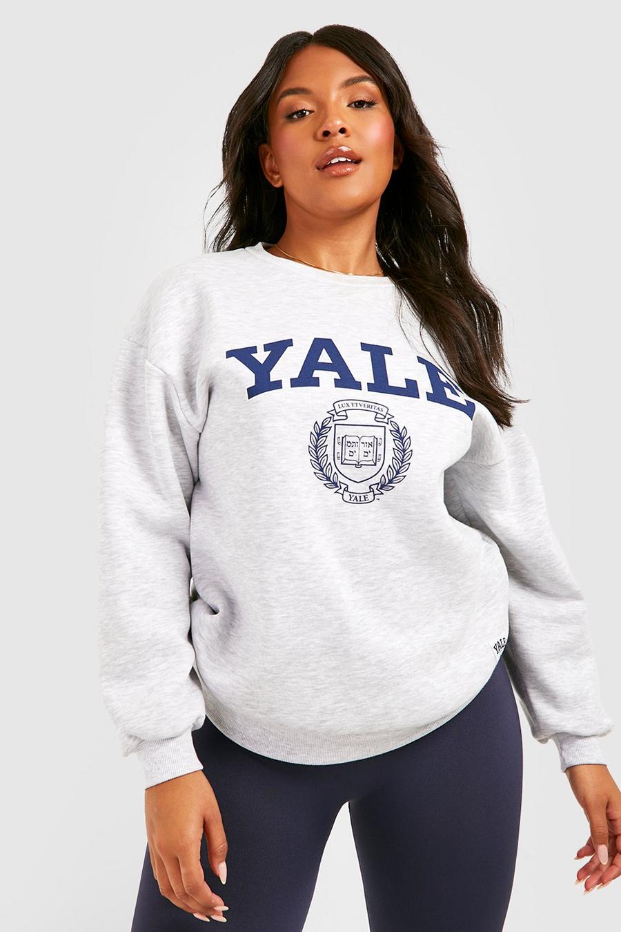 Plus Sweatshirt mit lizenziertem Yale Print, Grey marl image number 1