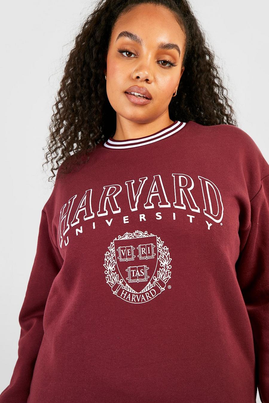 Grande taille - Robe sweat à slogan Harvard, Maroon image number 1