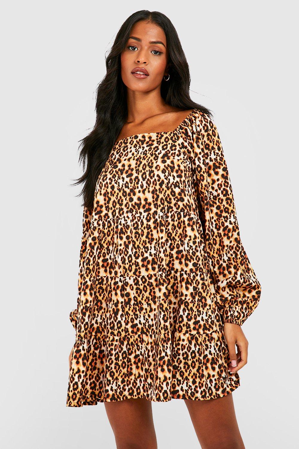 Leopard square neck dress best sale