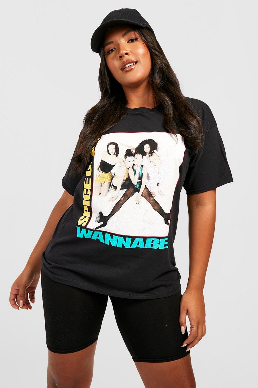 T-shirt Plus Size ufficiale Spice Girls Wannabe, Black negro