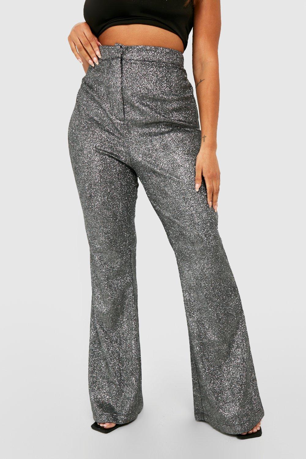 Plus Glitter Straight Leg Tailored Trousers boohoo DK