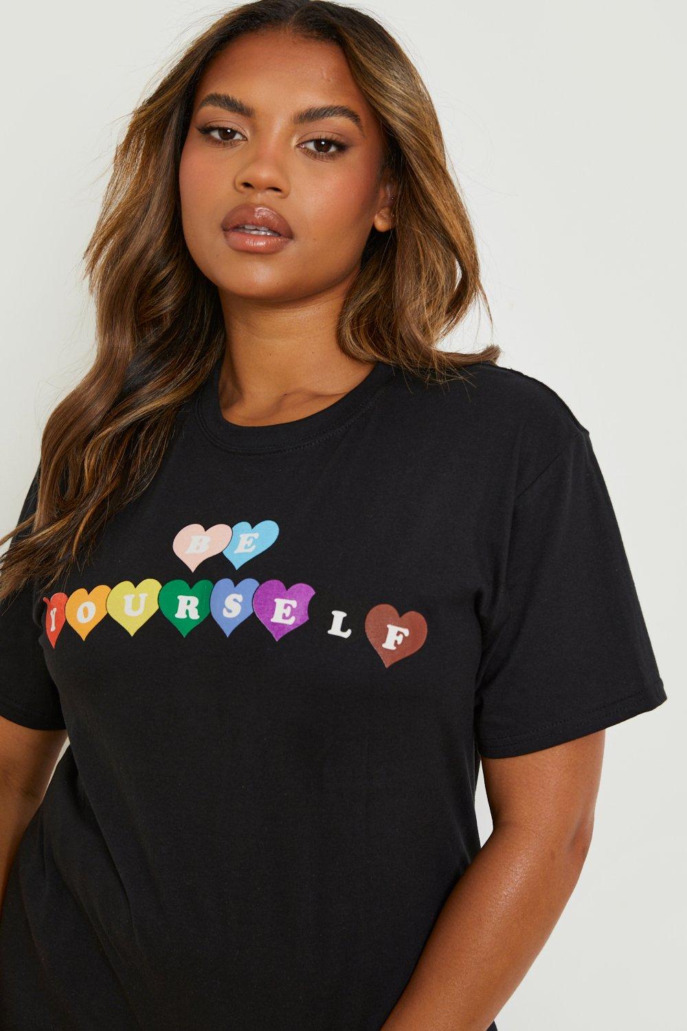 Grande taille T shirt slogan Be Yoursellf Pride boohoo