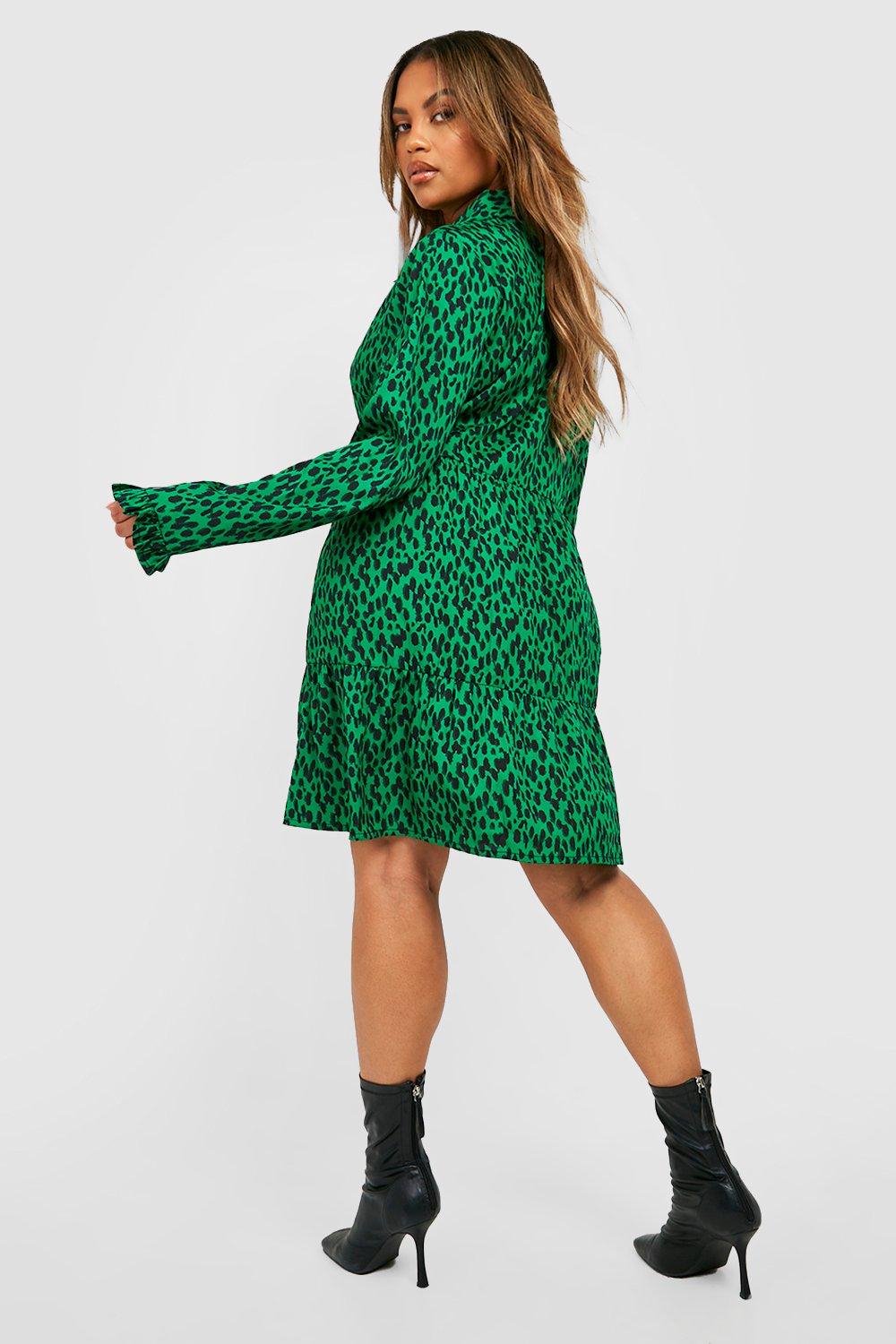 Plus Animal Smock Shirt Dress