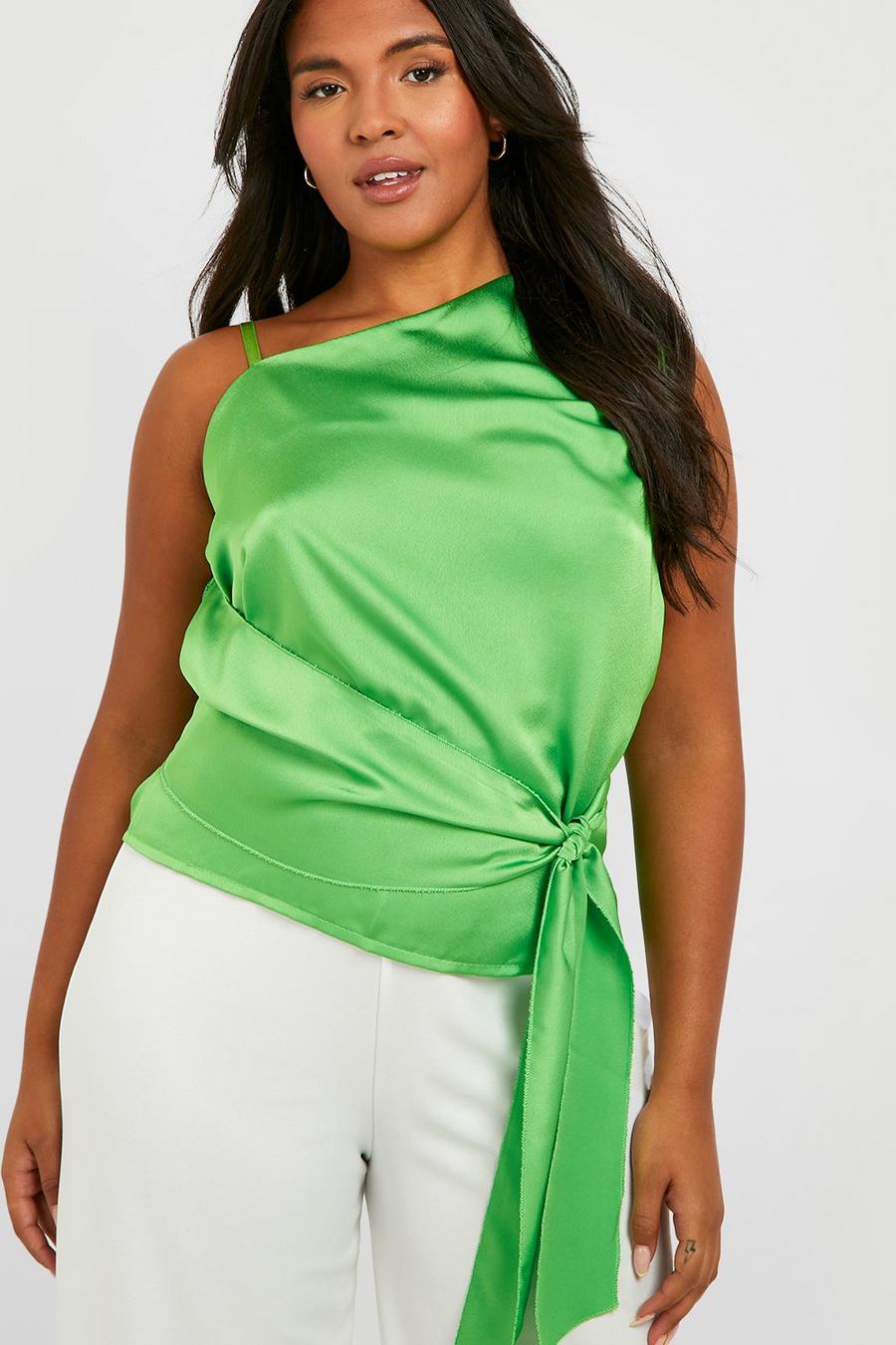 Emerald Plus Satin Ruched Satin Wrap Top  image number 1
