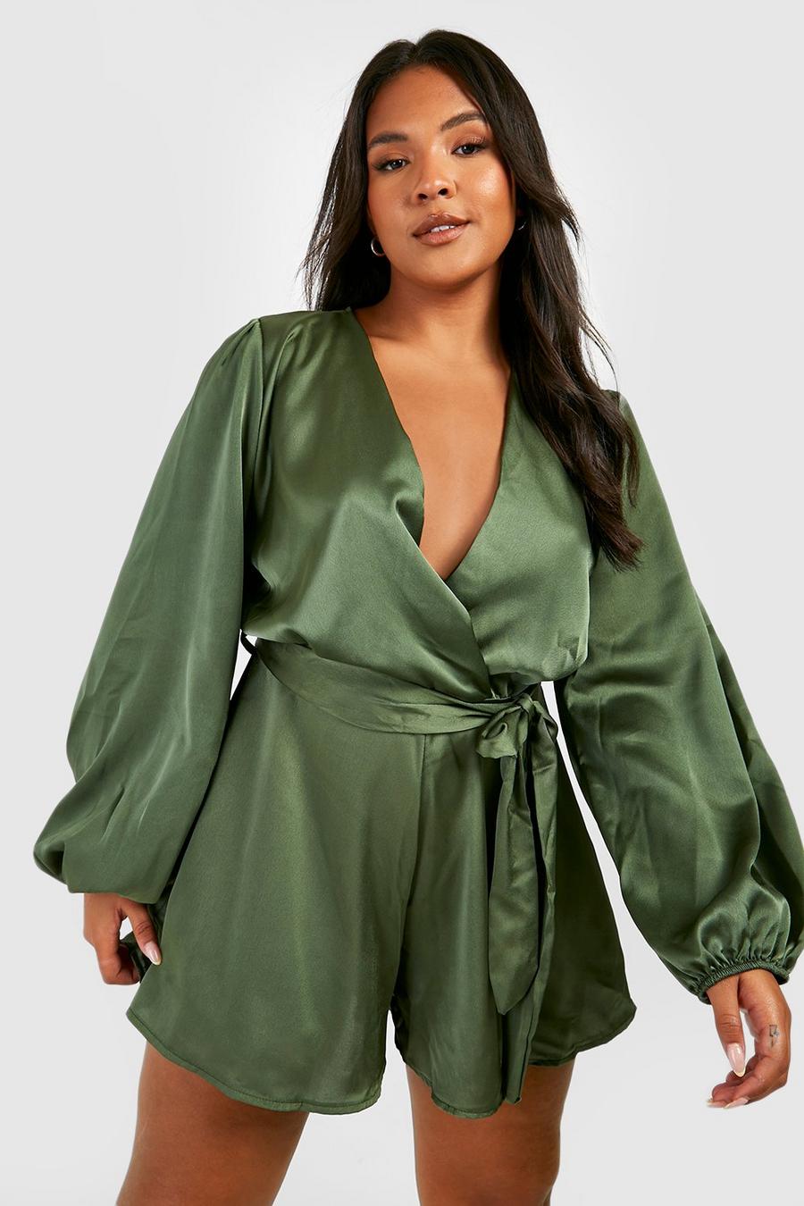 Boohoo Satin Twist Blouson Sleeve Romper in Black Womens Clothing Jumpsuits and rompers Playsuits 