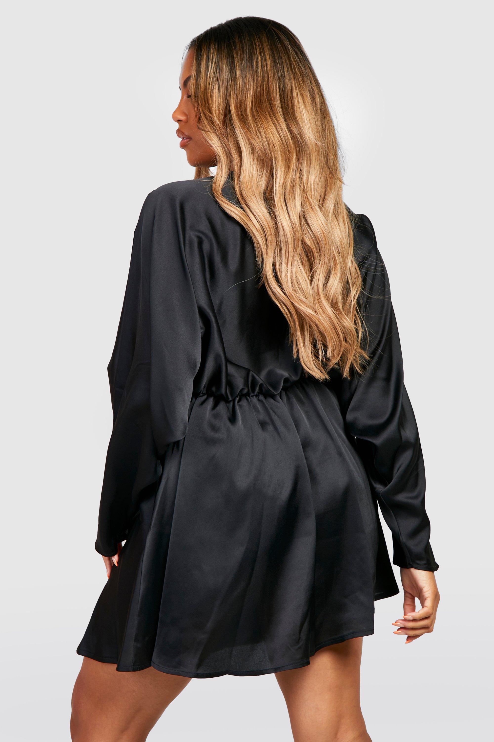 Plus Satin Batwing Skater Dress | boohoo USA